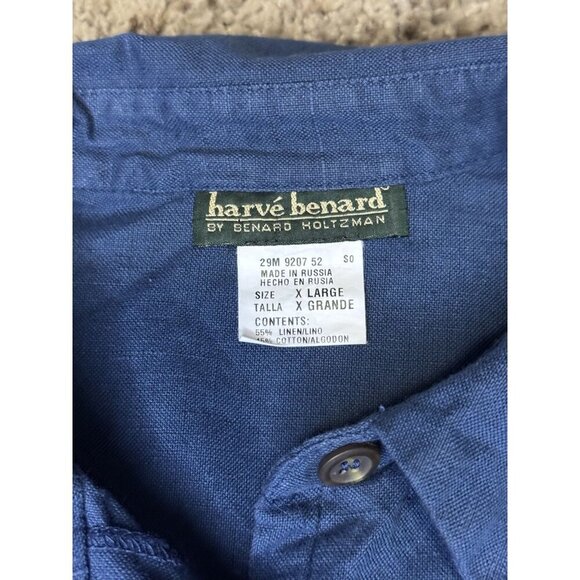 HARVE BENARD Linen Navy Top & Pant Set Resort Wear Minimalist Travel Beach XL - Picture 5 of 15